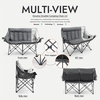 Dowinx Double Camping Chair, Oversized Folding Loveseat with Padded Seat, 660lbs Heavy Duty Portable Lawn Chair with Cup Holders, Glass Holders & Back Storage for Adults, Camping, Beach, Picnic – Gray