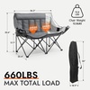 Dowinx Double Camping Chair, Oversized Folding Loveseat with Padded Seat, 660lbs Heavy Duty Portable Lawn Chair with Cup Holders, Glass Holders & Back Storage for Adults, Camping, Beach, Picnic – Gray