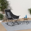 Dowinx Oversized Rocking Camping Chair, Fully Padded Patio Chair with Side Pocket and Carry Bag, High Back Portable Lawn Recliner with Headrest, Support 300 lbs, Grey(Grey)